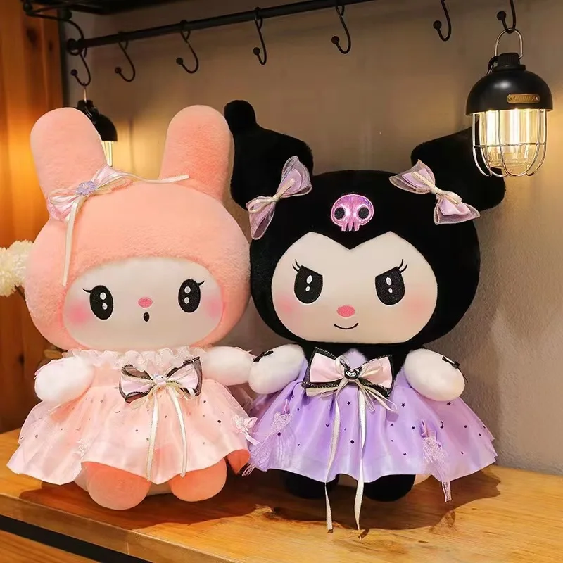 60CM Sanrio Plushies Dolls Cartoon Kuromi Dress Stuffed Big Plush