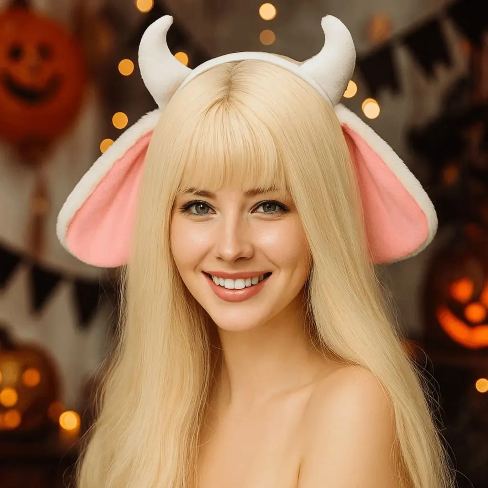 Haarschmuck Plüsch Lolita Stirnband Flauschiges Ziegenhorn Foto Requisite Mädchen Haarband Niedliches Lamm Stirnband Kostüm Cosplay – Detail 9