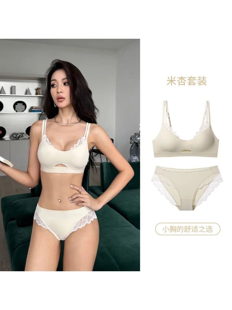 Ensemble soutien-gorge et culotte de sport Push Up Sexy, soutien-gorge T-shirt sans fil pour grand buste petit, Anti-affaissement grande taille, Bralette d'entraînement sans couture