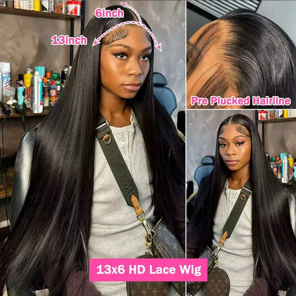 40 42 Inch Bone Straight Human Hair Wigs 13x4 13x6 HD Lace Frontal Wigs 250% Density Body Wave Lace Front Human Hair Wigs 3
