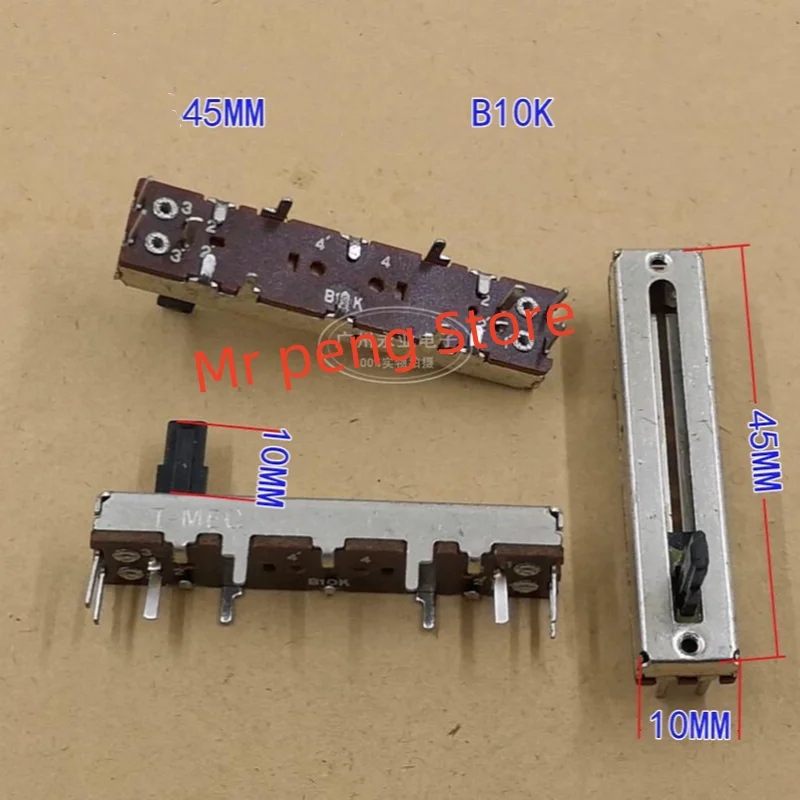 

2 шт. для 4,5 см раздвижной потенциометр двойной B10K B103 Смеситель Электронный орган инструмент прямой слайдер