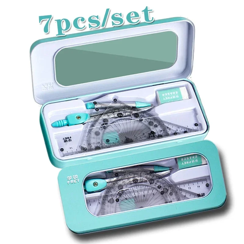 Ruler Set Triangle Ruler Protractor Rubber Compass Student Stationery School Supplies Back To School Math Supplies 7 Pieces mathematical rulers set,drafting set,drawing tool set,activity protractor
