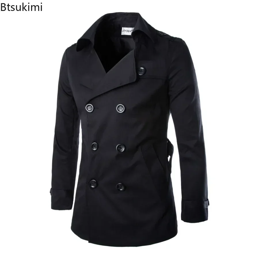 England Style Men's Trench Coat Fashion Cotton Double-breasted Mid-leng Jackets Boutique Windproof Coats Business Gentleman