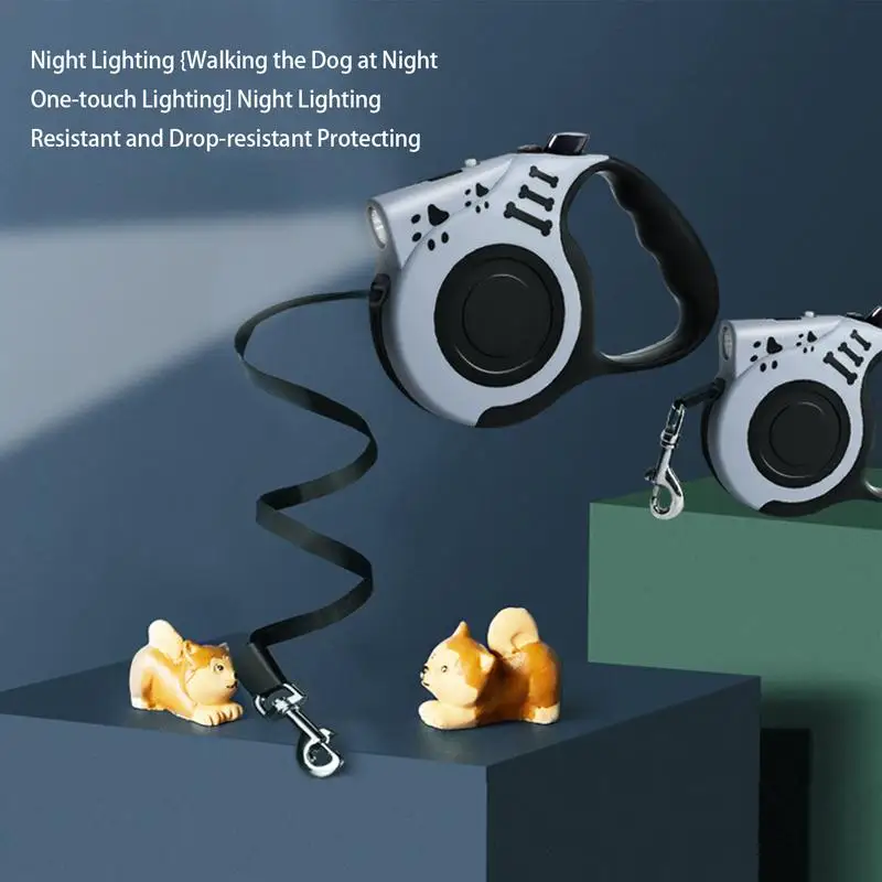 USB Rechargeable Retractable Dog Leash with Light