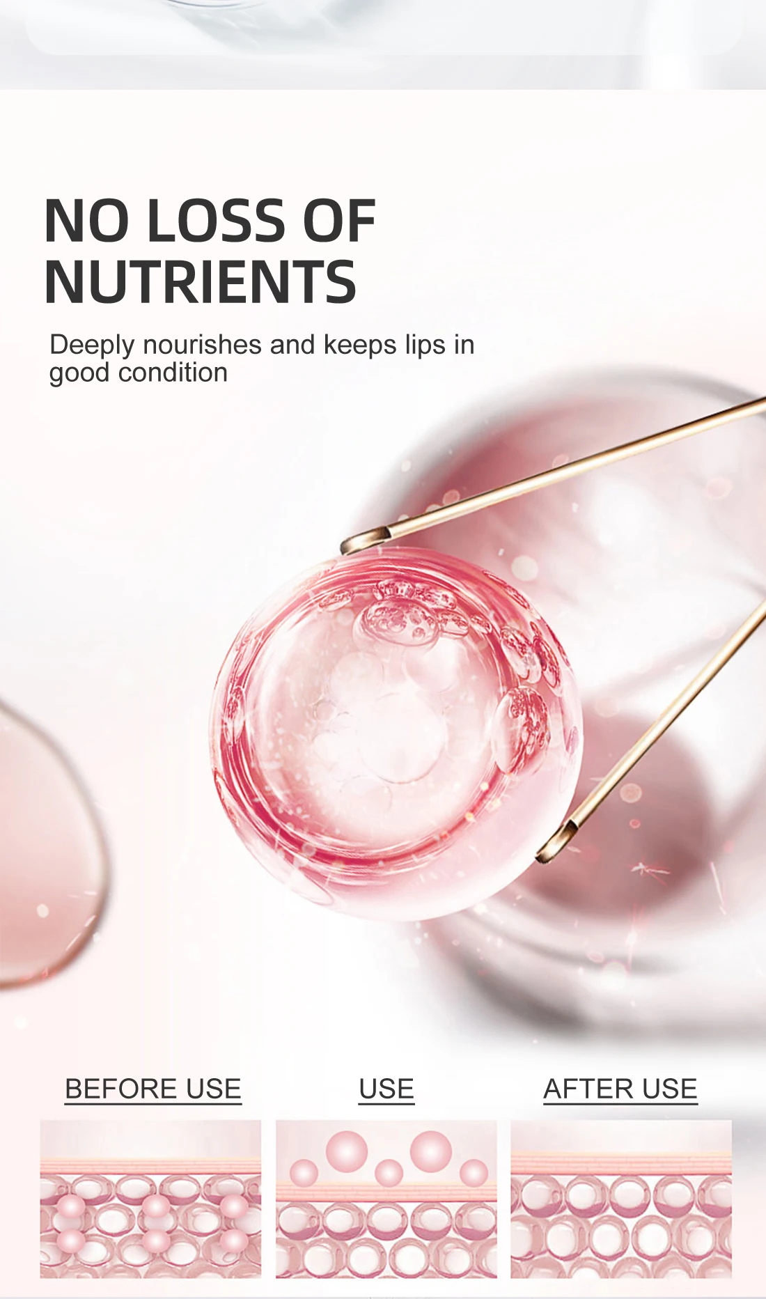 Siero per labbra Nutriente Idratante per labbra Previene la secchezza Diminuisce le linee delle labbra Migliora il colore Rimpolpante Estratto di fiori di ciliegio_voghion.com