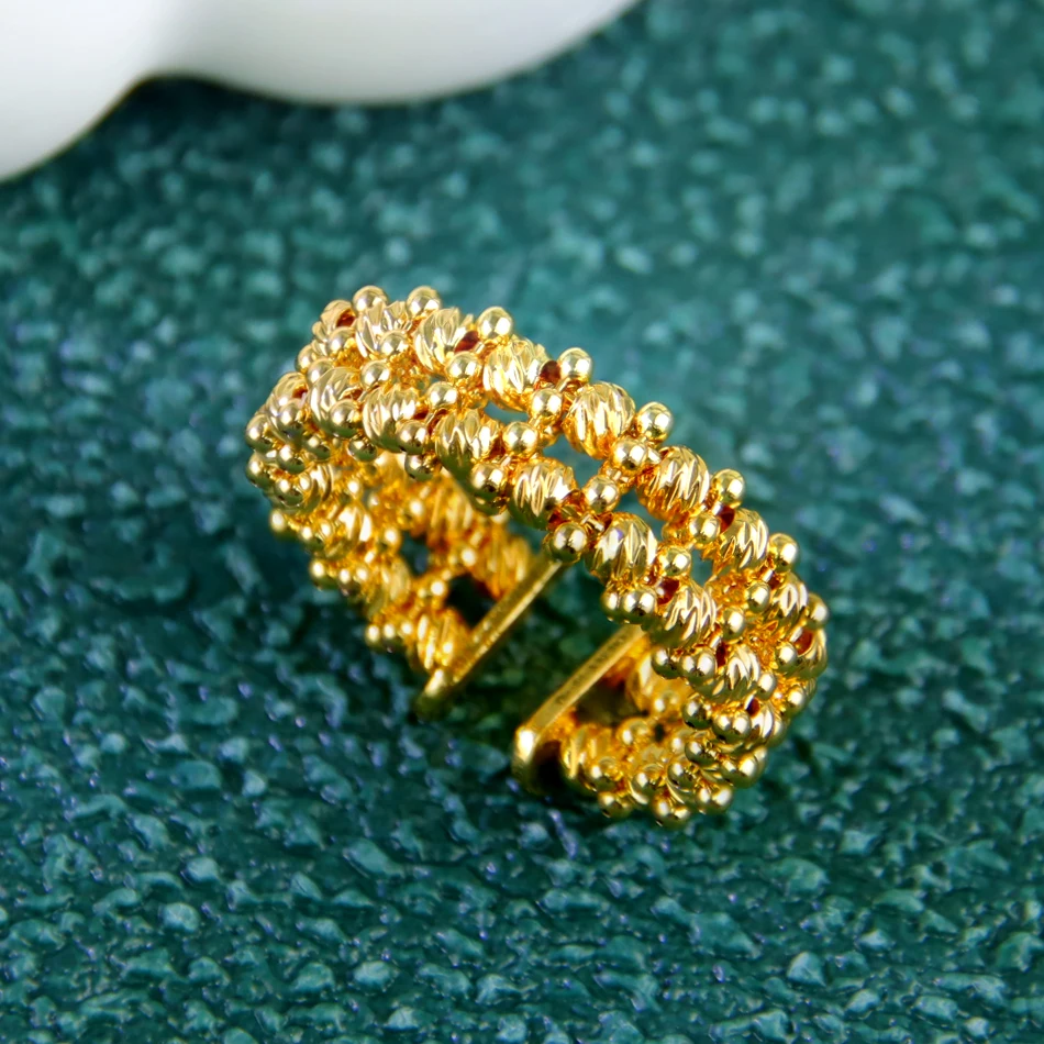 Luxuriöse arabische Braut-Hochzeitsringe, 21 Karat vergoldet, verstellbar, italienische Mode, Heiratsring, Dubai, Naher Osten, Damen-Party-Schmuck – Detail 5