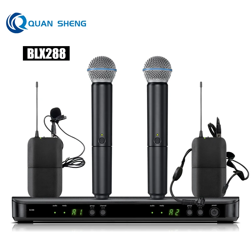 

BLX288/BETA58A Wireless Vocal Microphone UHF System Handheld Dynamic Microfone for Karaoke Stage Performance Church Speech
