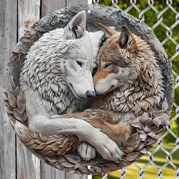 Wolf Couple Metal Wall Art 1