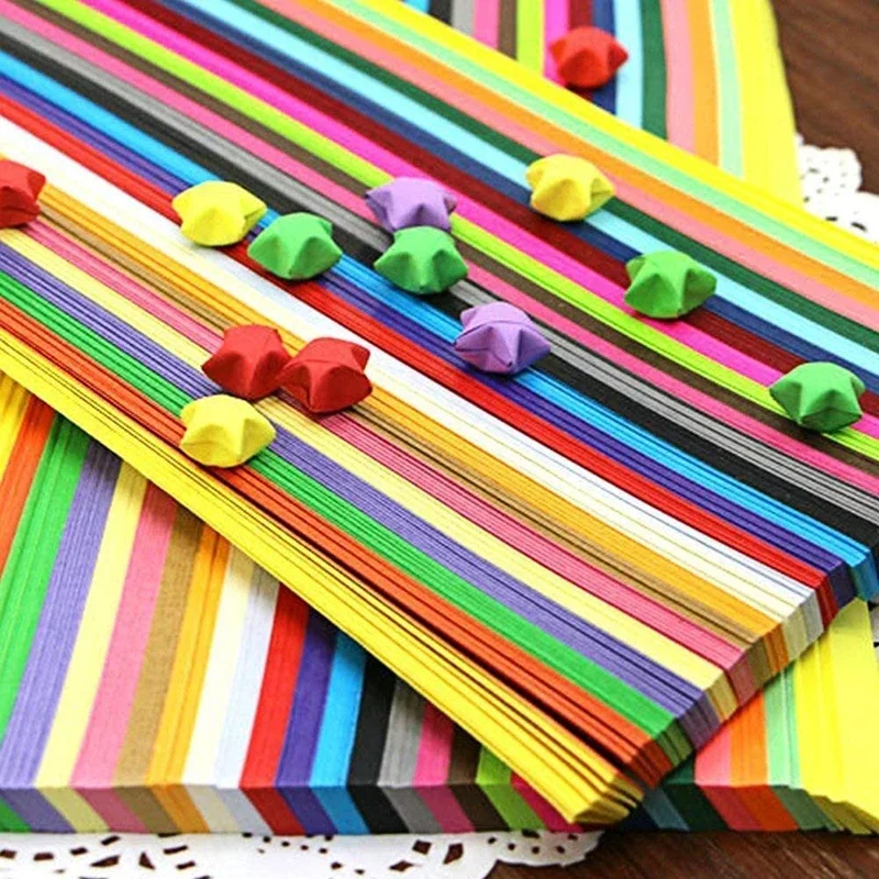 Vibrant Origami Star Paper Strips - 540 Sheets in 27 Colors