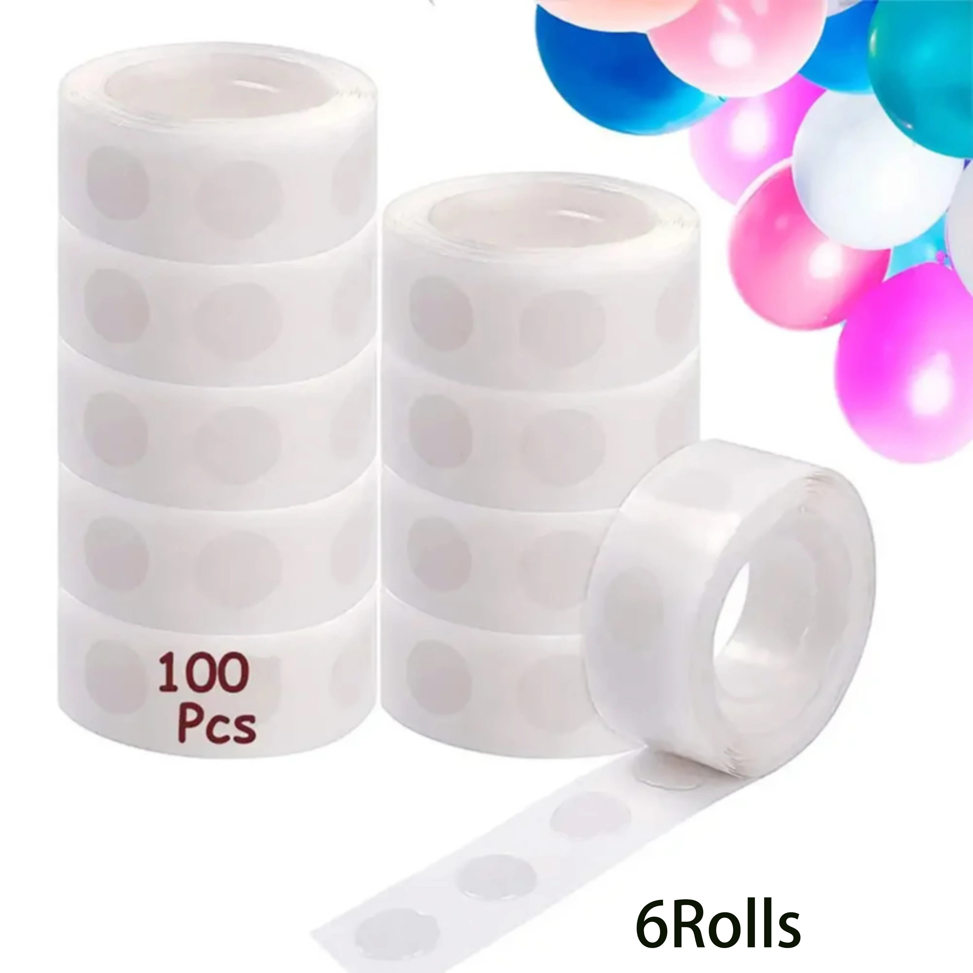 6 Rolls Double-Sided Adhesive Dots Transparent Removable Balloon Adhesive Tape Glue for DIY Craft Wedding Birthday Party Decor adhesive dots