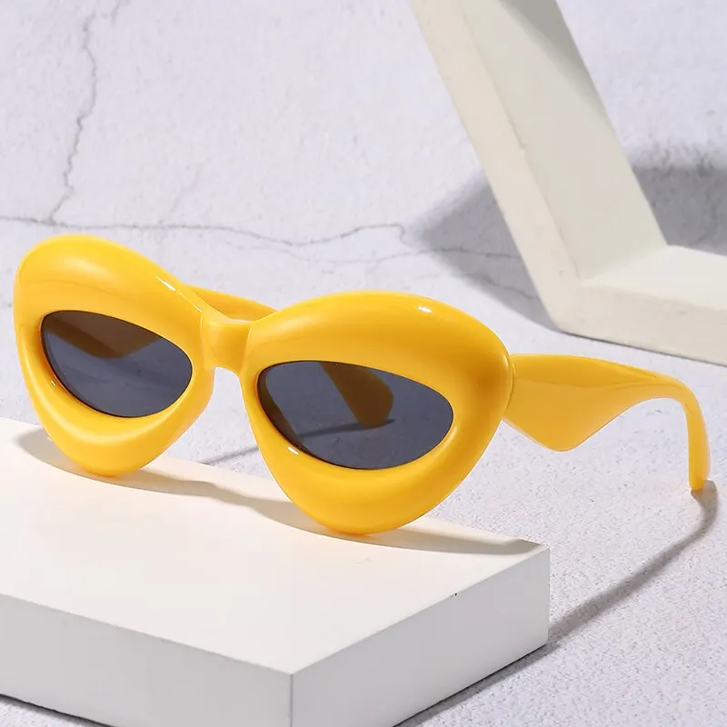 Lunettes de soleil à lèvres Sexy couleur bonbon Unique pour femmes nouvelle marque jaune bleu dégradé lunettes de soleil hommes Hip Hop nuances_voghion.com