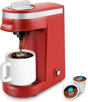 NWE Single Serve Coffee Maker for Cpausle and Coffee Ground, Single Cup Coffee Machine, Auto Shut Off, Red 1