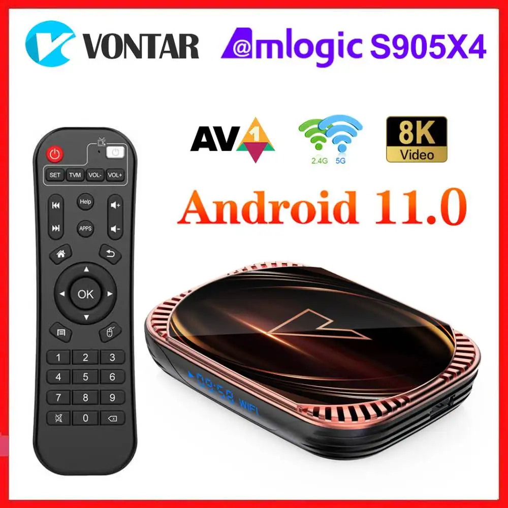 VONTAR X4 Amlogic S905X4 Android 11.0 TV Box 4GB 32GB 64GB 128GB Set Top Box 1000M Dual Wifi AV1 8K Android 11 Media Player