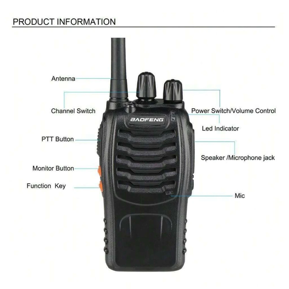 Baofeng BF-88E Pmr Handheld Intercom Communicator 16 Kanaal Lange Afstand Gesprek Walkie Talkie 5W 446Mhz Home Hotel Radio 3