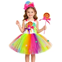 Costume de sucette arc-en-ciel pour filles, robe de princesse Tutu de fête d'anniversaire, robe de bal, vêtements de carnaval, de noël et d'halloween pour enfants 3