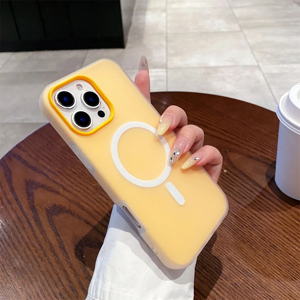 Luxury Candy MagSafe Wireless Charging Matte Phone Case with Magnetic Bumper Cover