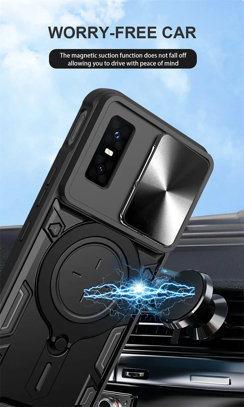 Enhanced Protective Magnetic Ring Stand Armor Back Cover