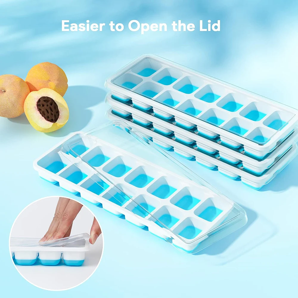 Premium Ice Cube Tray Set with Removable Lid - Easy-Release, BPA-Free, Stackable