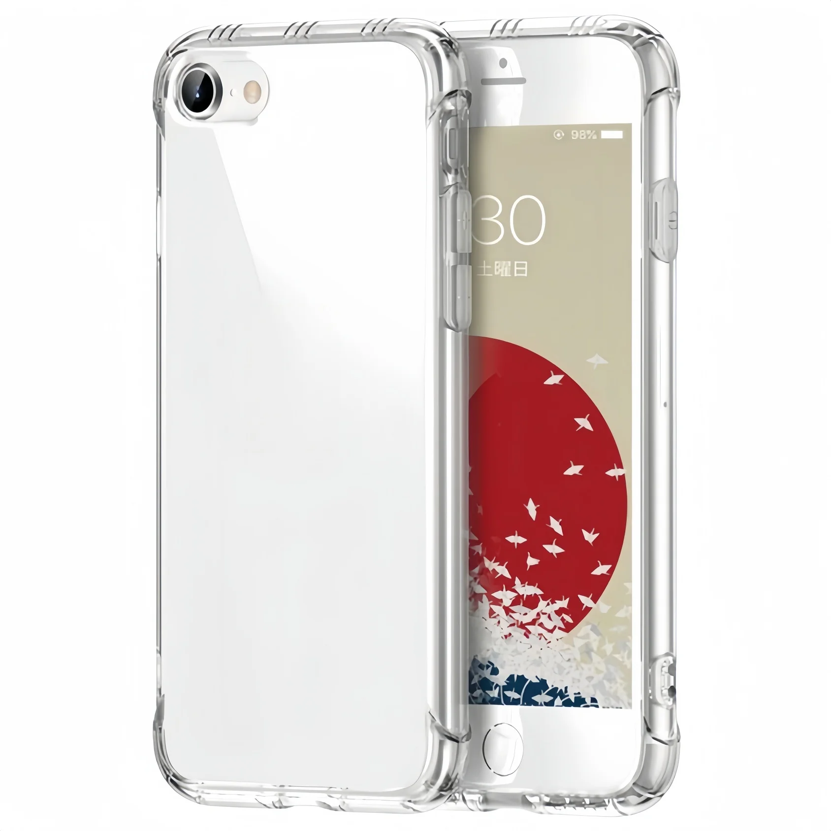 Transparent Slim Soft TPU Case with Shockproof Airbags and Yellowing Resistance - Clear