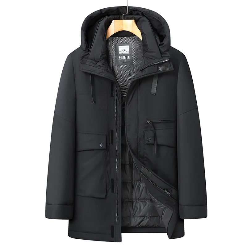 Oversized XXL-8XL Men's Hooded 90% White Duck Down Jackets 2023 Winter Business Casual Top Loose Thicken Warm Puffer Coat Parkas