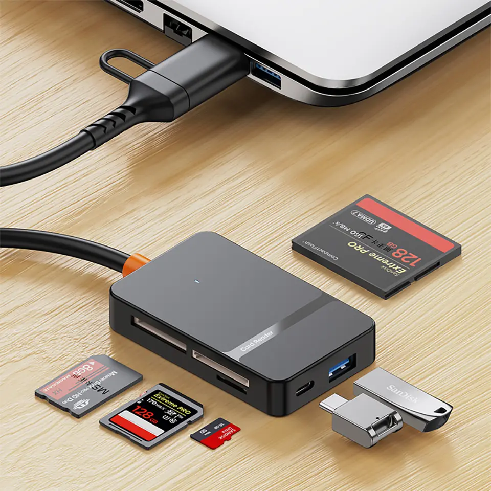 USB C 8-in-1 Card Reader Multi-functional Card Reader Support SD/TF/CF/MS Card Read 5Gbps Write Read U Disk Flash Card Adapter image 8