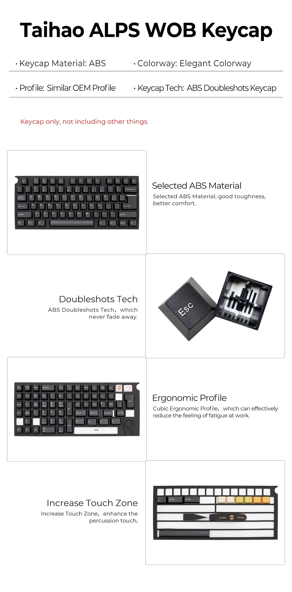 Taihao-Cubic ALPS Keycap, Doubleshots, DIY Gaming Teclado