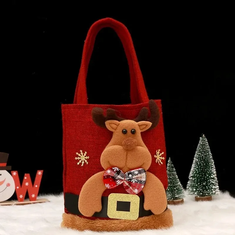 20PCS Christmas Gift Bags Handbags Tote Bags Candy Bags Snowman Bear Gift Bags Storage Bags Christmas Decoration 4