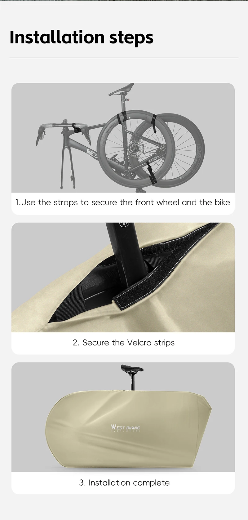 WEST BIKING Tragbare MTB Rennrad Tragetasche für 27,5 Zoll 700C Reise Fahrrad Aufbewahrungstasche Fahrrad Outdoor Radfahren Fahrrad Zubehör – Detail 12