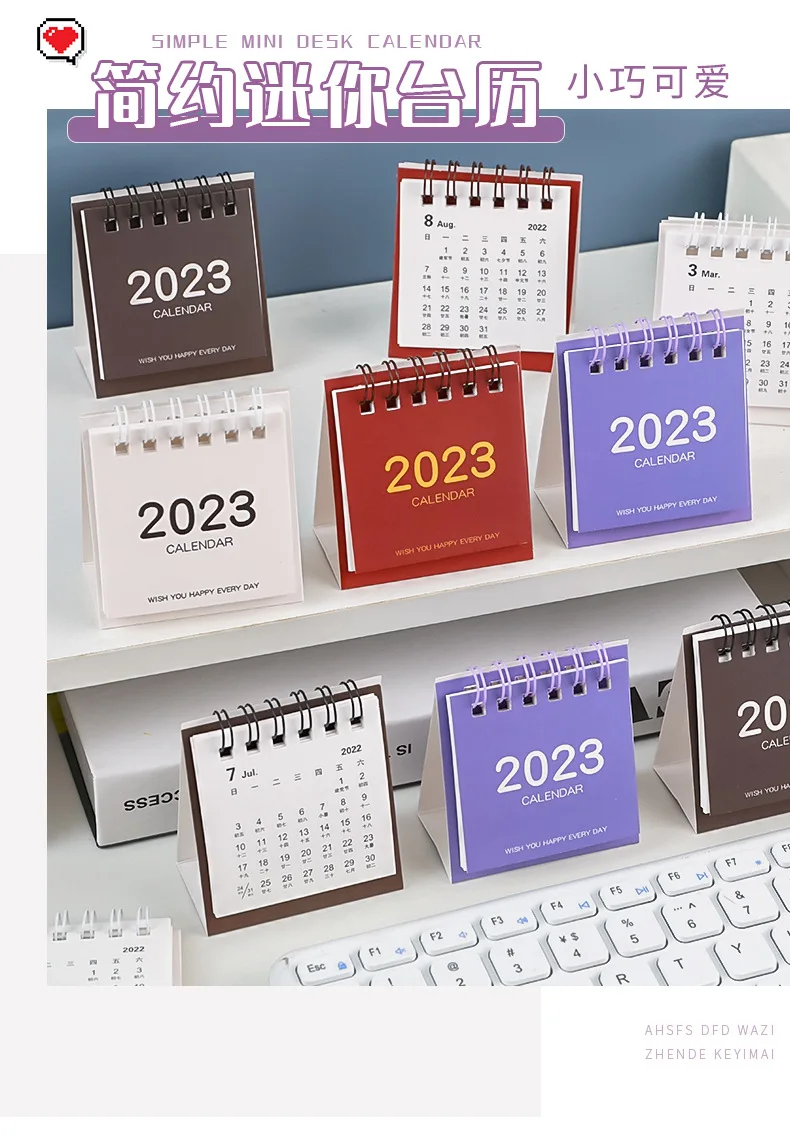2022 2023 Retro Simple Solid Color Mini Desk Calendar Standing Desk Calendar Thick Paper Office
