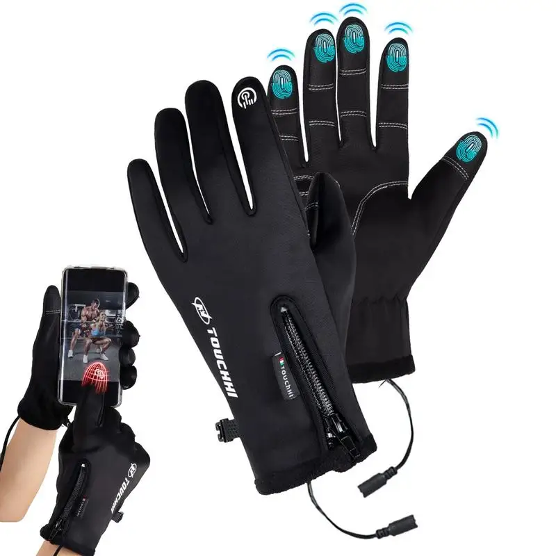 Heated Gloves Winter Heated Gloves Warm Waterproof Rechargeable USB Heating Thermal Touch Screen Riding