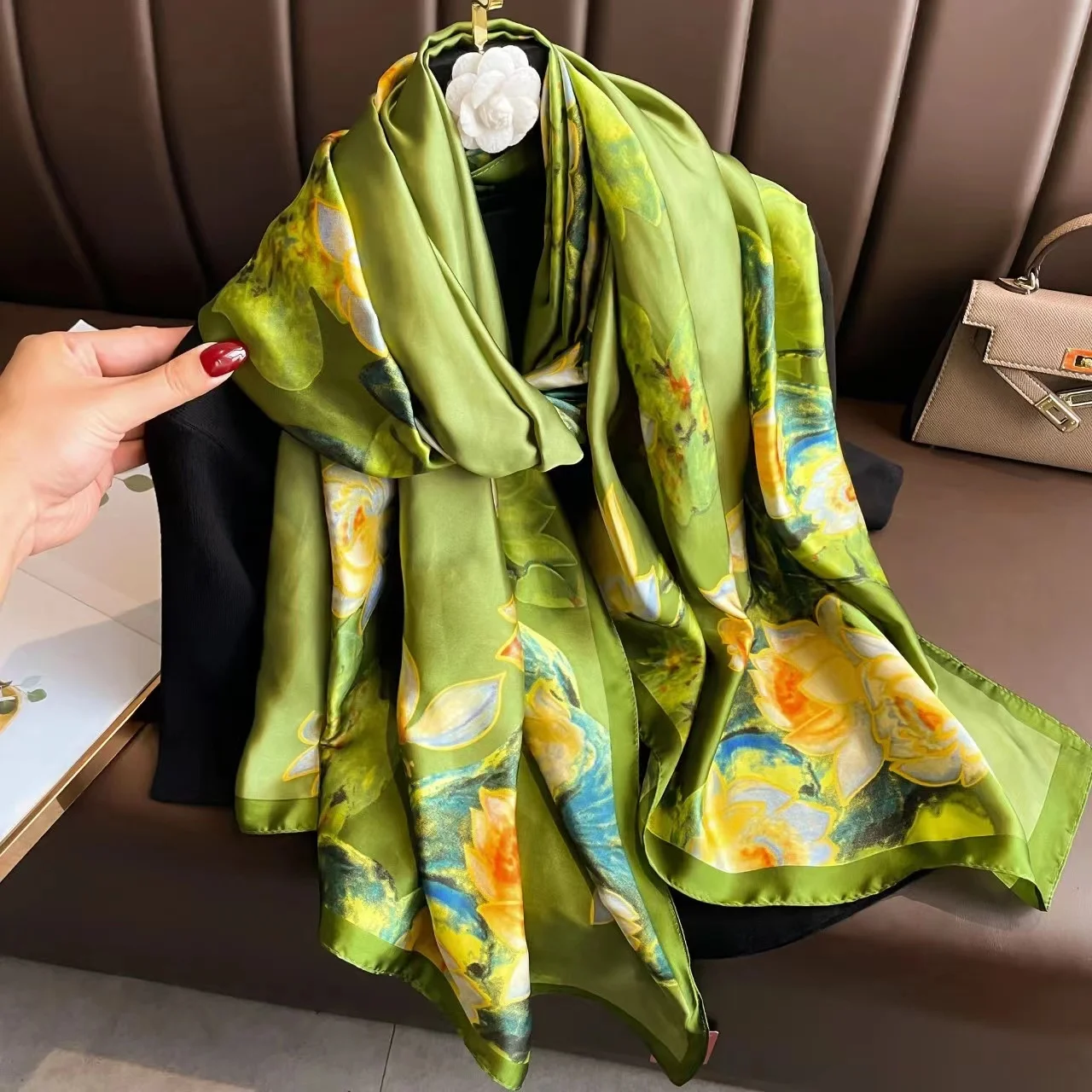 

180*90cm Luxury Brand New Women Autumn Winter Fashion Silk Scarf Shawl Beach Headband bandanna wrap muffler foulard hijab female