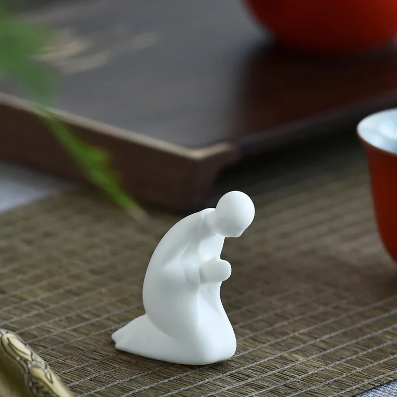 Bonsai ornaments, Zen monks, ceramic white porcelain figures, Buddhist micro landscape decorations, home decor