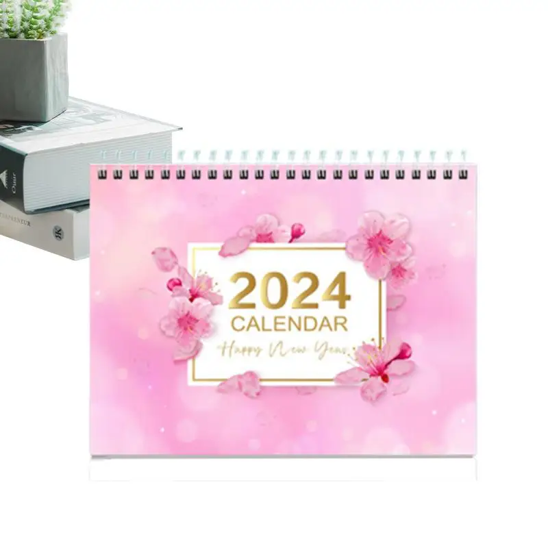 

Cute Desk Calendar Monthly Floral 2024 Spiral Stand Up Calendar 12 Month Calendar For Home School Classroom Decorative Calendar