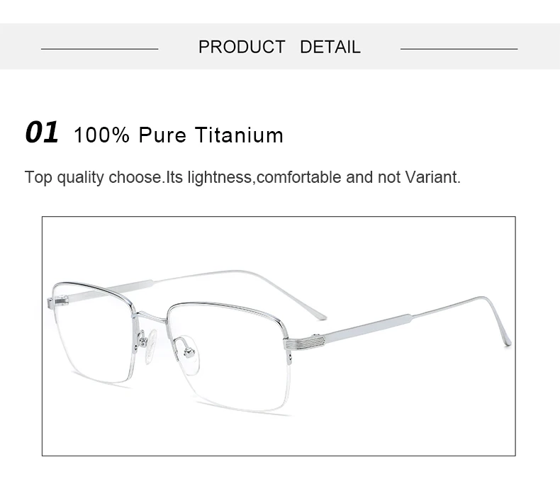 Krasivyy Unisex Semi Rim Square Titanium Eyeglasses 620262 Image 3