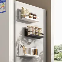 Magnetic Storage Shelf Refrigerator Side Spice Organizer Rack Punch Free Multifunction Carbon Steel Kitchen Paper Seasoning Rack 1