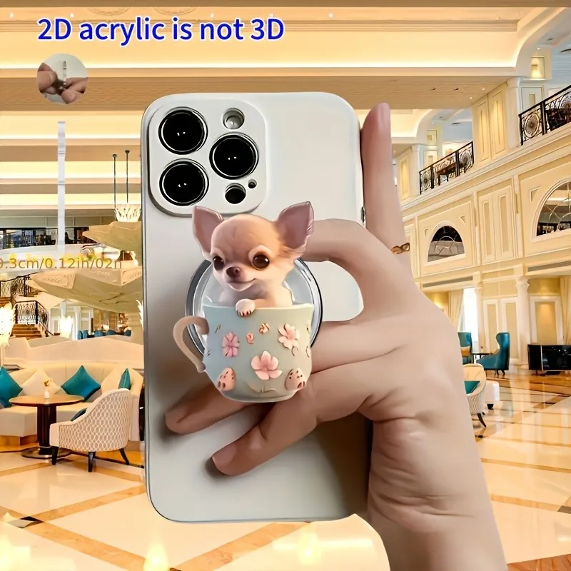 Adorable Teacup Puppy Acrylic Phone Stand & Grip