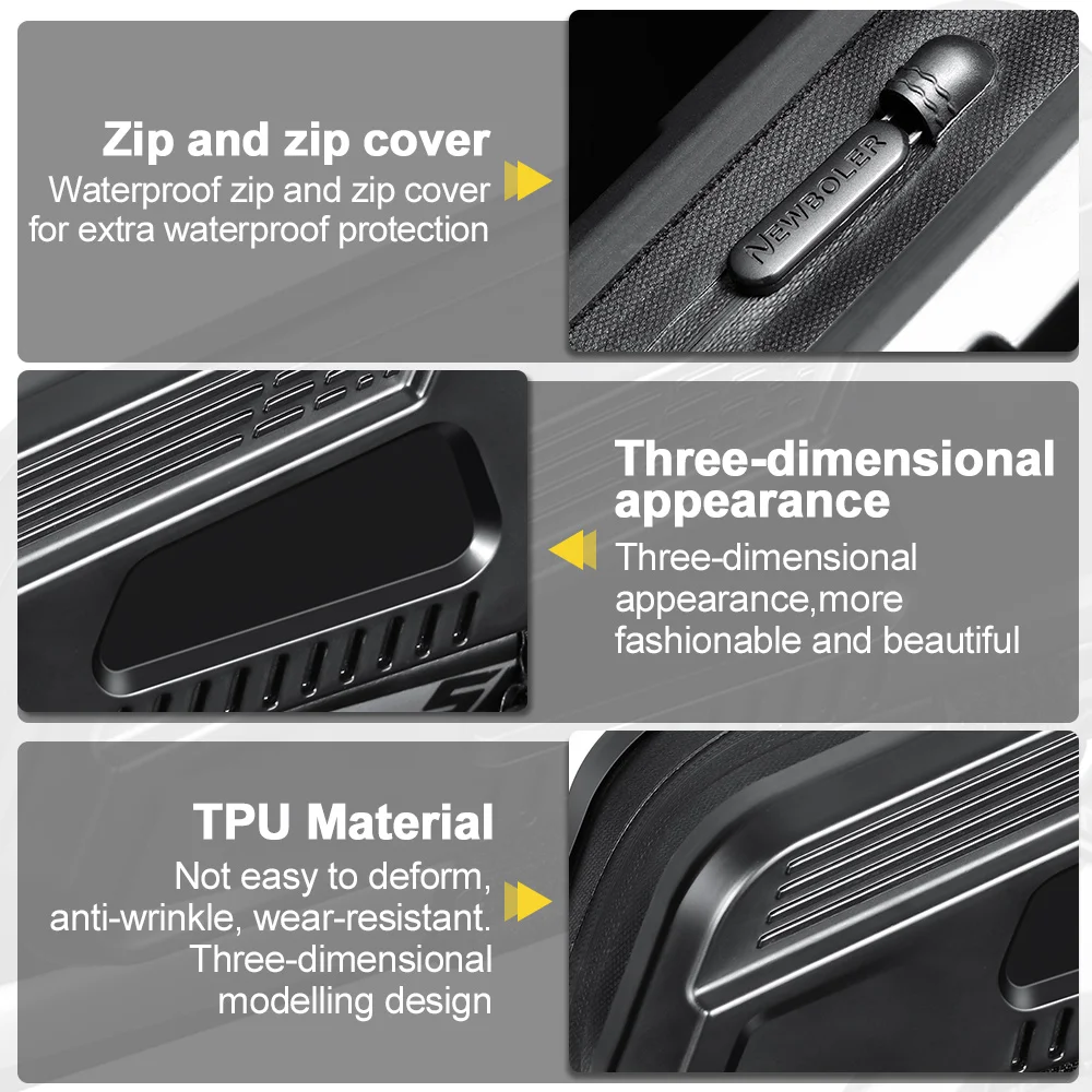Bicycle Bag NEWBOLER Bicycle Bag Rainproof Cycling Top Front Tube Frame Bag Large Capacity MTB Road Bicycle Pannier Black Bike Accessories