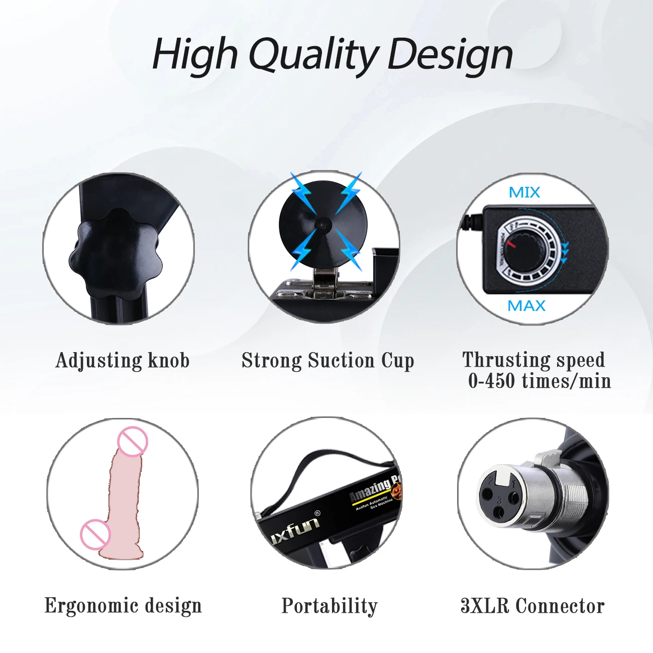 Sex Toy AUXFUN Automatic Sex Machine with 3XLR System for Couples Speed-Adjustable Thrusting Sexy Guns with Big Black Dildos for lesbian