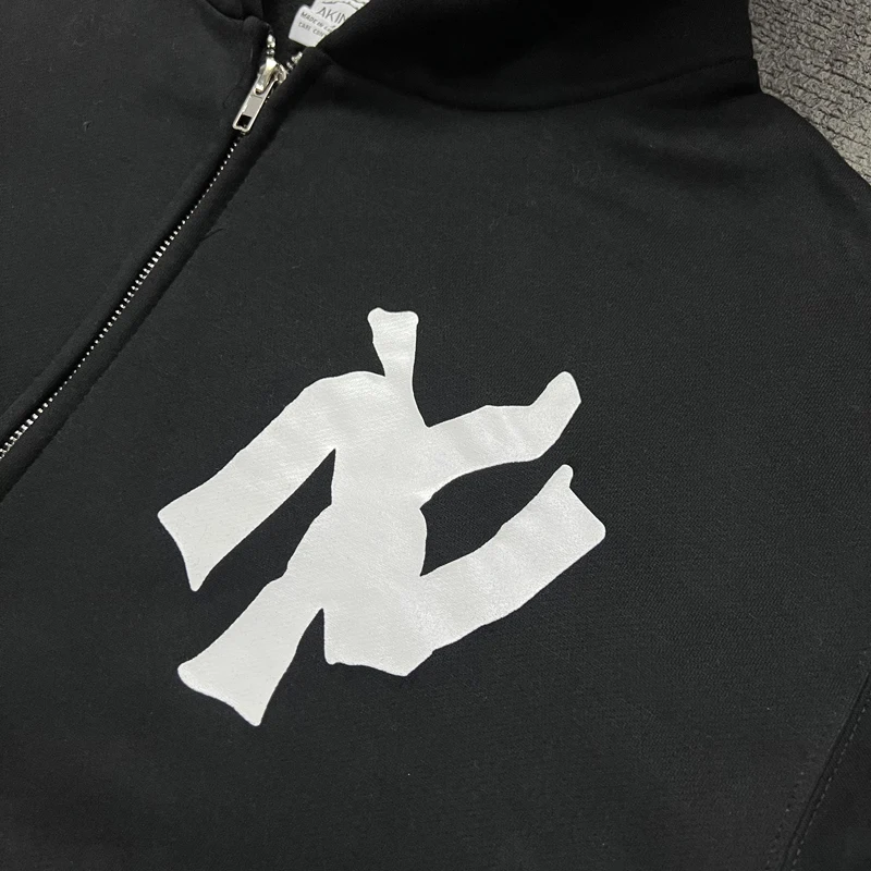 Streetwear AKIMBO Zipper Fleece Hoodies Men Women High Quality