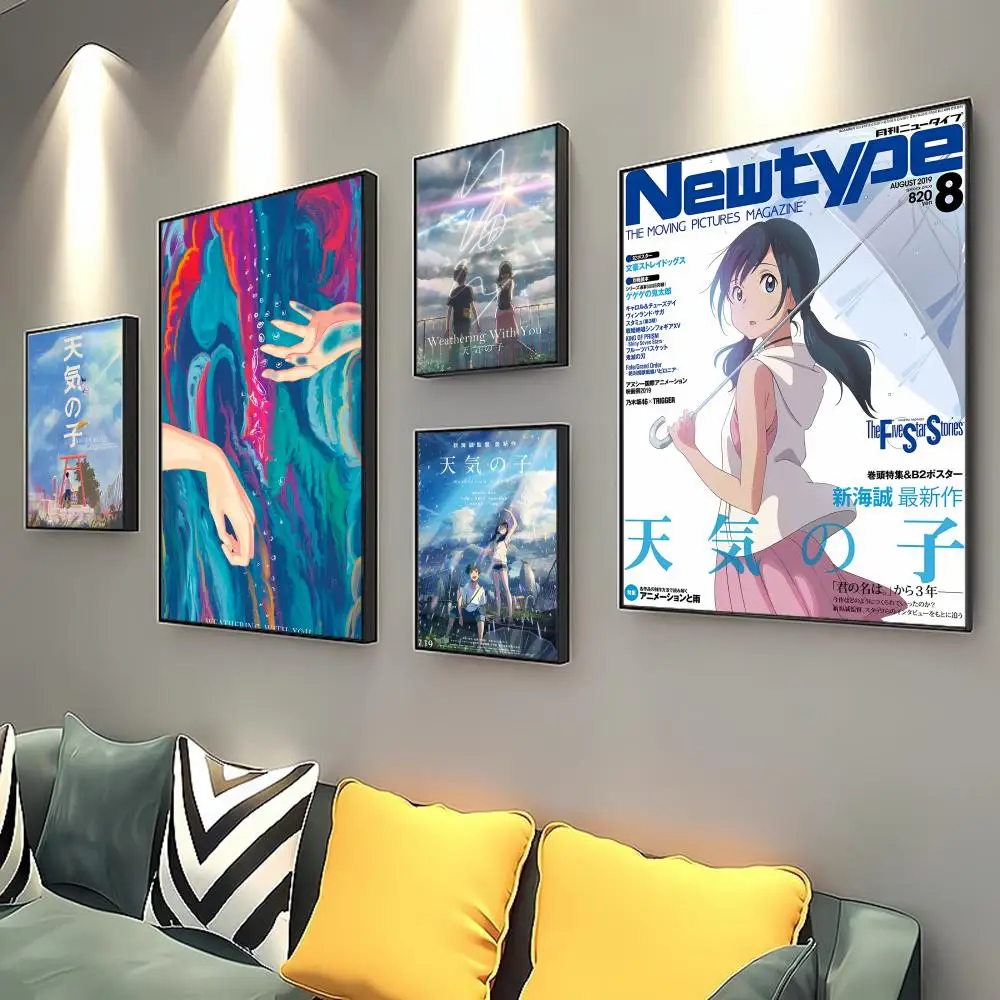 

Japanese Anime Movie Weathering With You Poster Self-adhesive Kraft Paper Sticker DIY Room Bar Cafe Vintage Decorative Painting