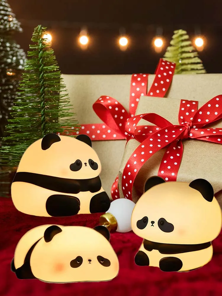 어린이용 팬더 LED 야간 조명, 귀여운 충전식 램프, 보육원 야간 조명,   방 장식, 카와이 생일 선물 침실