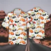 Hawaiian Delicious Fast Food Bento Sushi Shrimp Graphics Women's Beach Shirt Hip Hop Rice Ball Lapel Shirt Men's Top Shirt 1