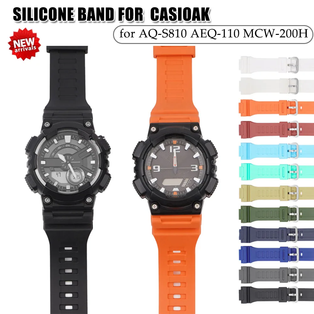 Cinturino Sportivo In Silicone Per Casioak Aq-S810 Aeq-110 Mcw-200H Cinturino In Resina Di Ricambio Per Cinturini Da Polso In Casioak Accessori Per Ci