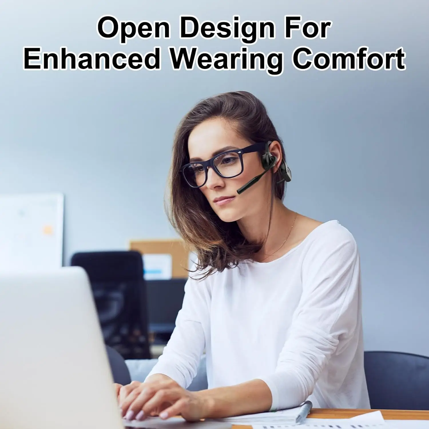 Cuffie Bluetooth Open-Ear, Cuffie Wireless con Cancellazione del Rumore Supporto AptX/aptX-LL/aptX-HD Progettate per Riunioni, Casa e Ufficio - immagine 4