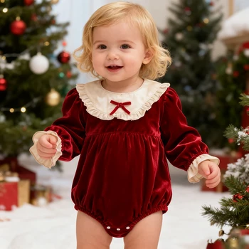 Girls Christmas Red Romper 1