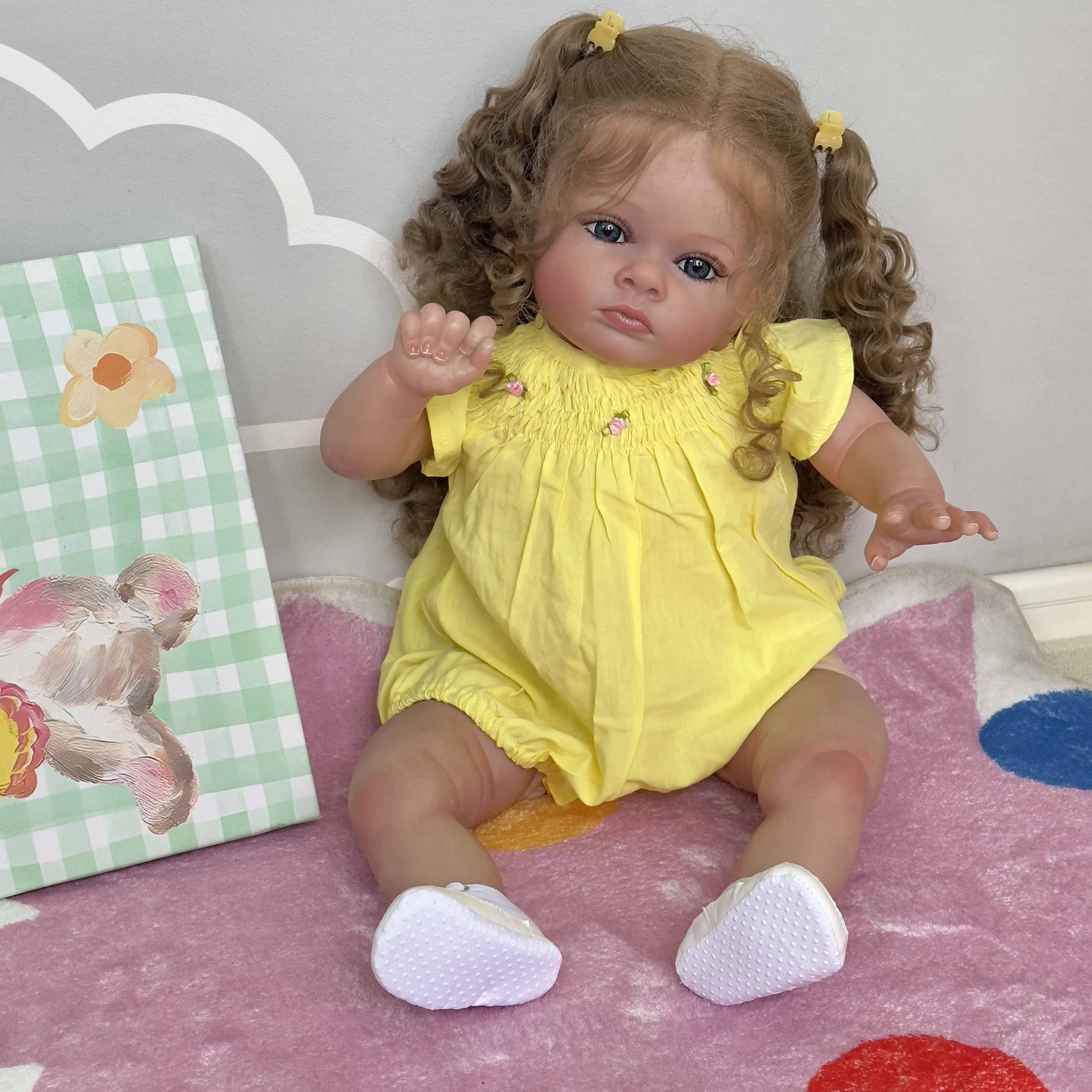 

24inch Huge Doll Bebe Reborn Toddler Girl Tutti Doll Already Finished Painted Freckled Skin Detailed 3D Skin Baby Dolls
