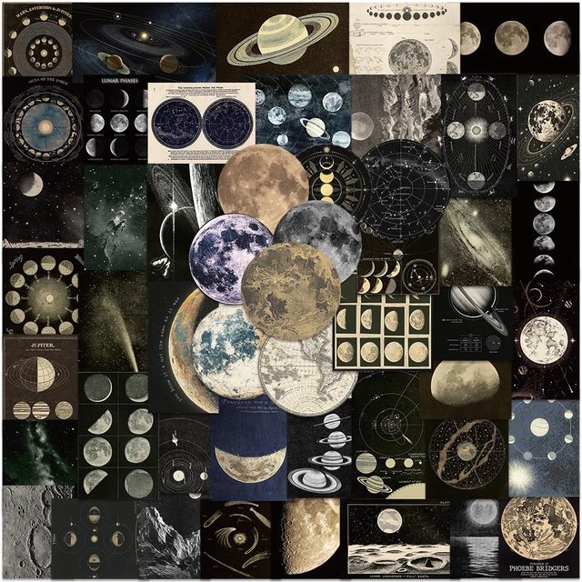 50PCS Cosmic Dark Universe Space Planets Galaxy Stickers Aesthetic Car Motorcycle for Junk Journal Suitcases Scrapbook Decals 1