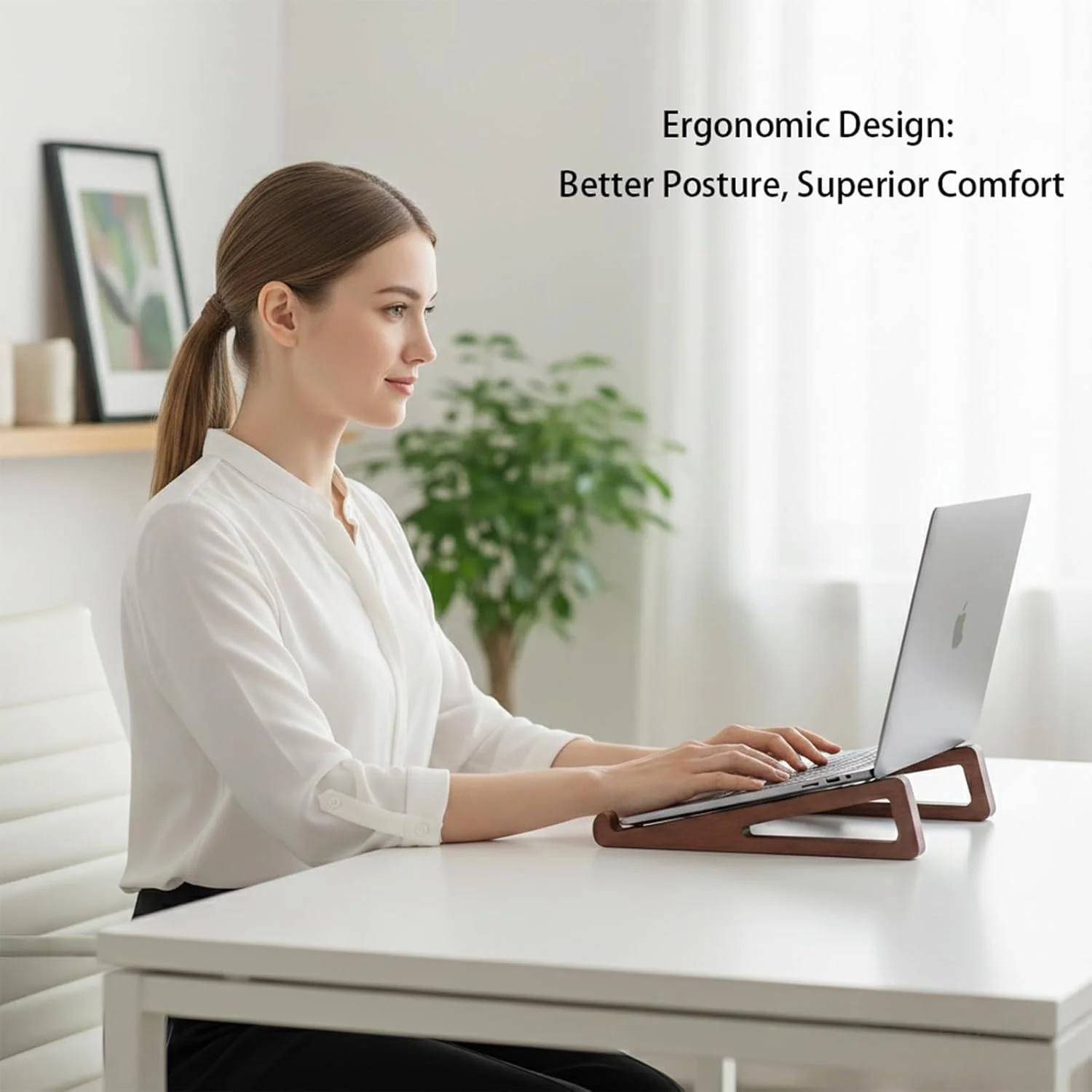 1쌍 휴대용 목재 노트북 스탠드, 노트북 태블릿용 소형 여행용 노트북 받침대,12 ° 각도 조절 가능, 우수한 방열 기능