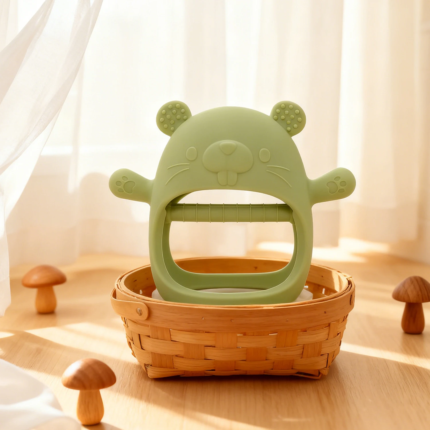 Baby Teething Toy Silicone Teething Mitten for Babies Over 3 Months Anti Dropping Wrist Hand Teethers Baby Chew Toys for Sucking - 4