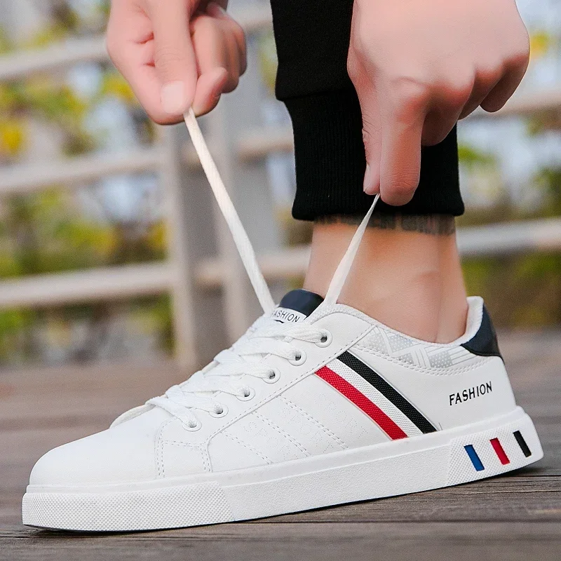 Sports Shoes Men Sneakers Casual Shoes Men Flats Lightweight Pu Leather Breathable Shoe Mens White Sports Tenis Shoes